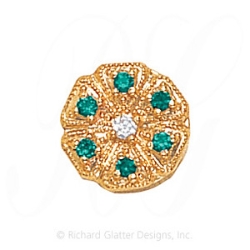 GS476 D/E - 14 Karat Gold Slide with Diamond center and Emerald accents 